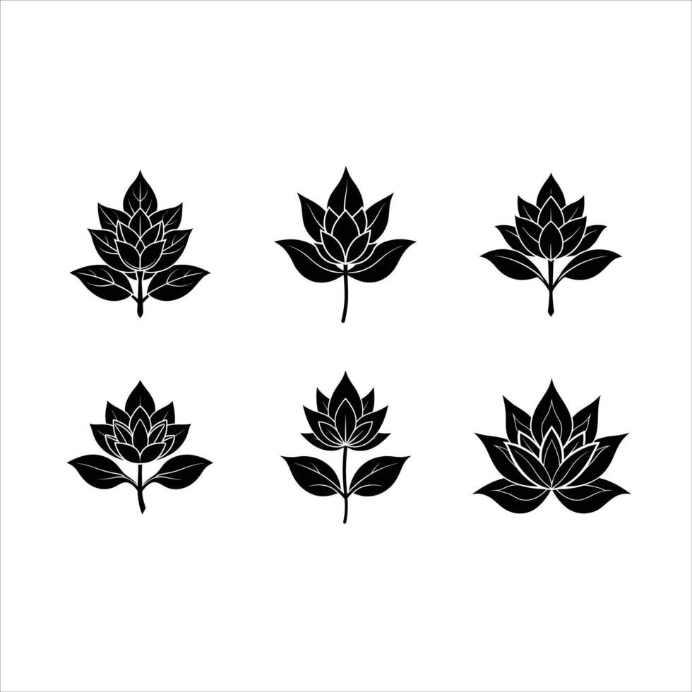 Sage Flower and Linocut Silhouette Design vector