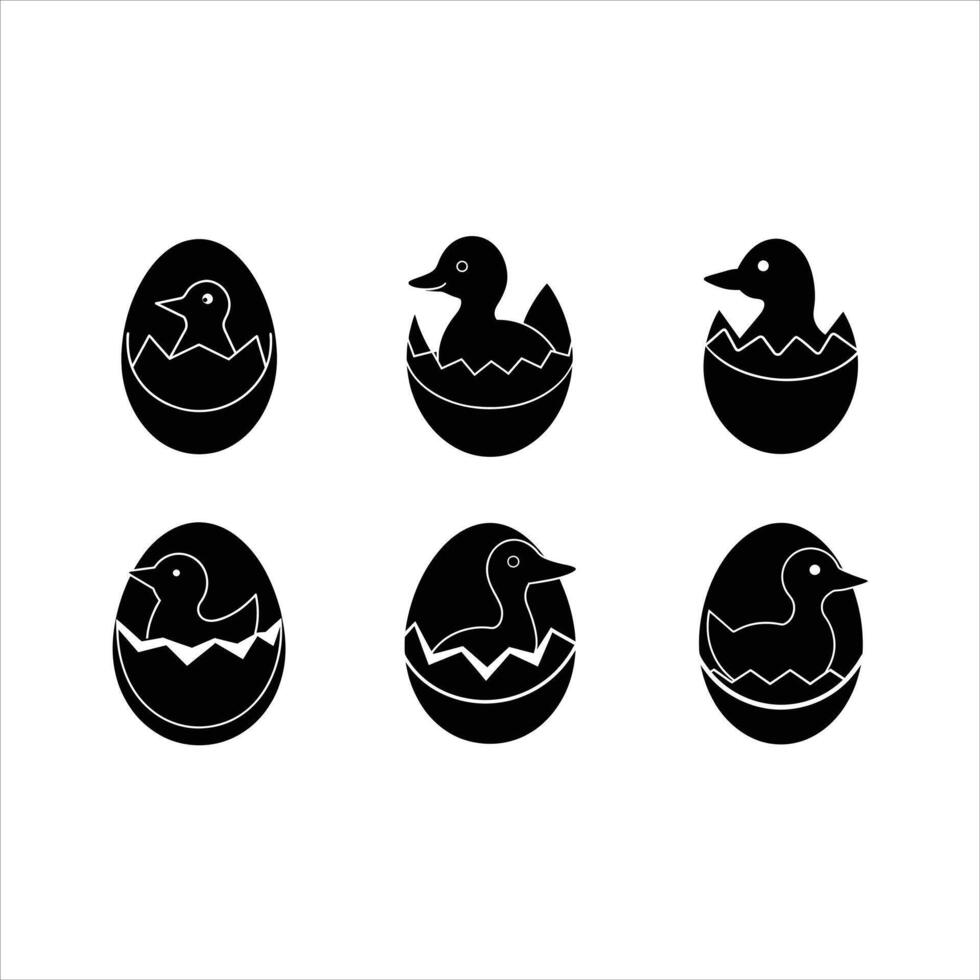 Hatching Duck and Linocut Silhouette Design vector