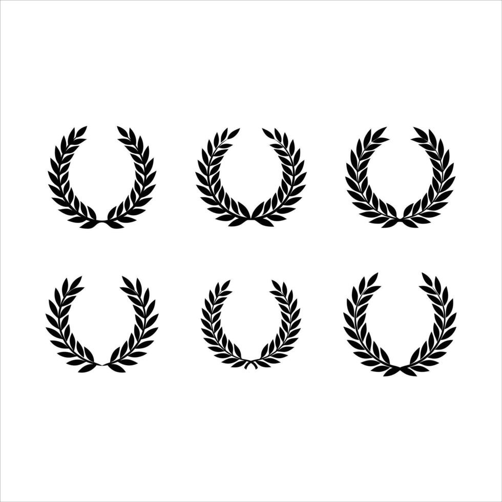 Elegant Laurel Wreath Icon - and Linocut Silhouette Design vector