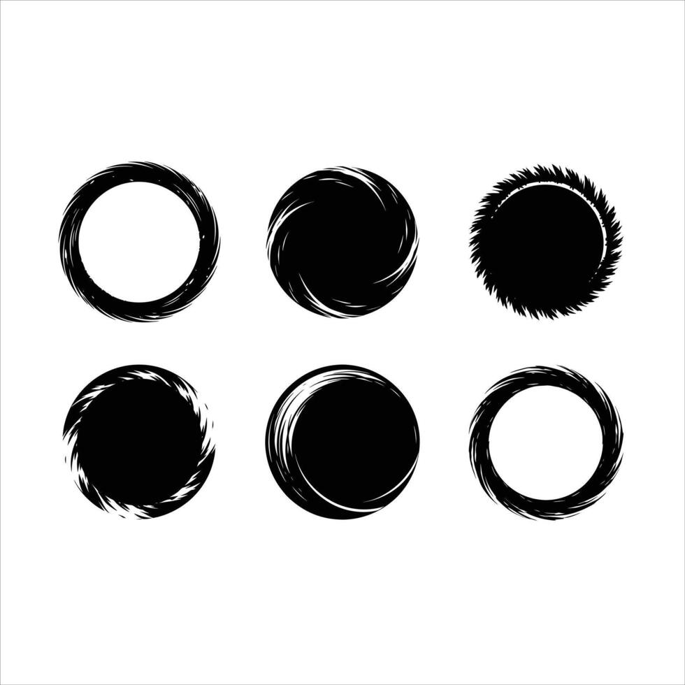 Brush Circle and Linocut Silhouette Design vector