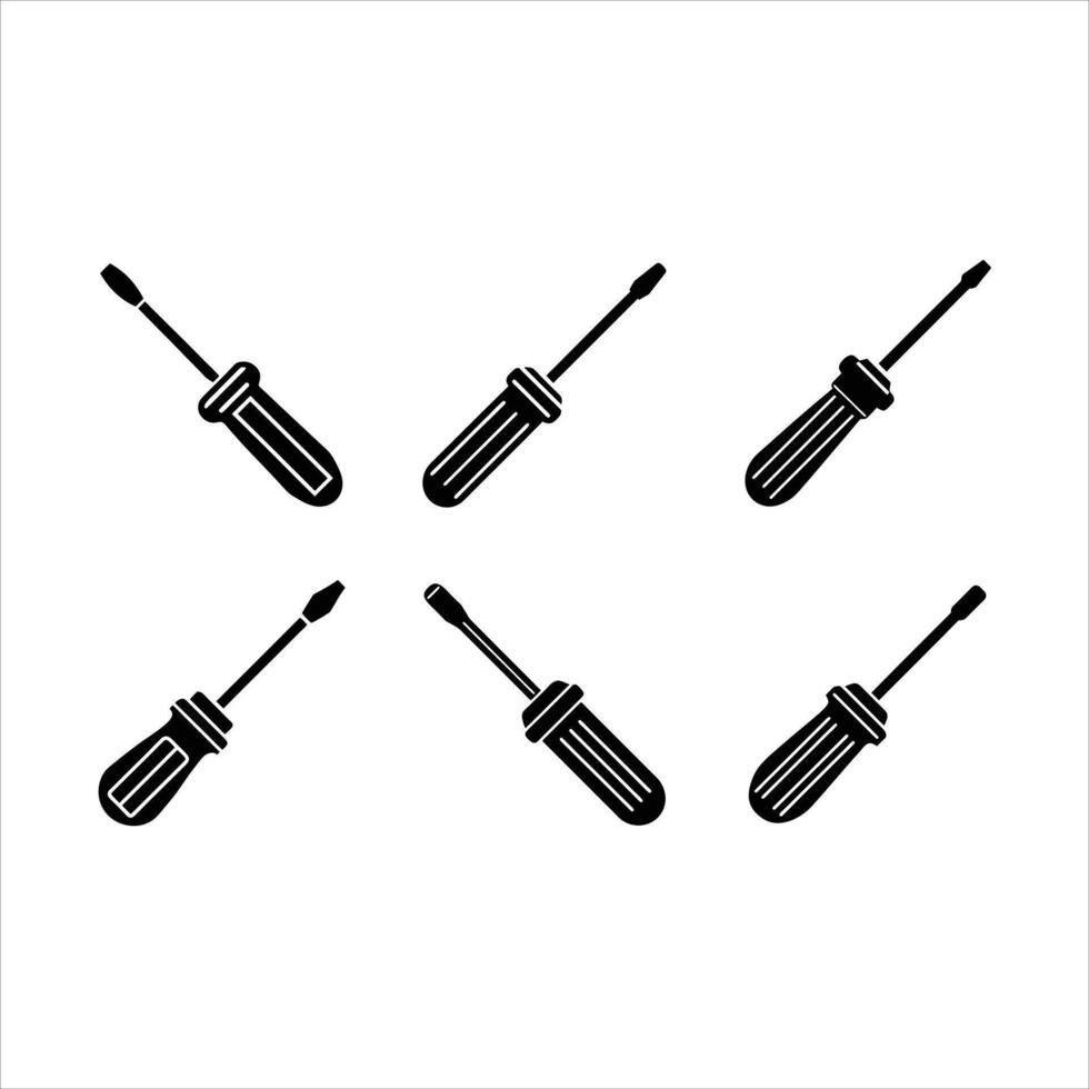 Screwdriver Icon - and Linocut Silhouette Design vector