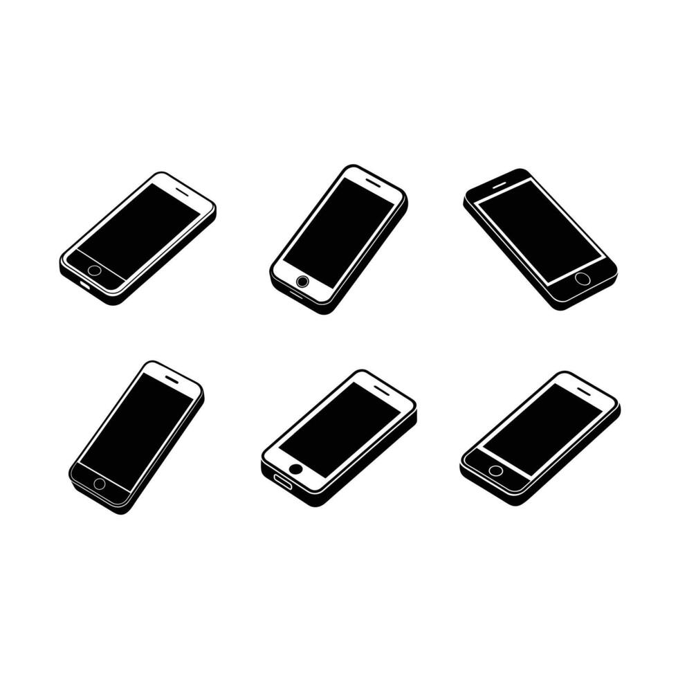 Mobile Mockup with and Linocut Silhouette Design vector
