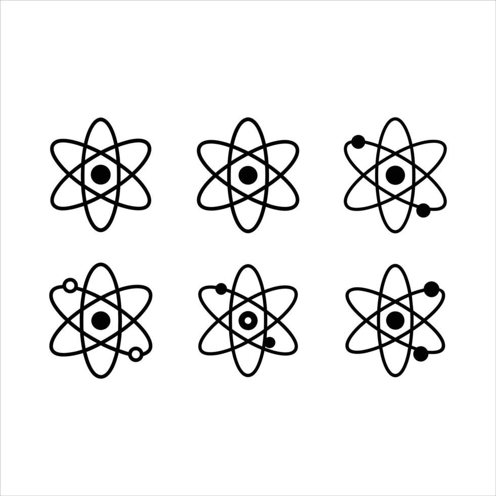 Atom Icon and Linocut Silhouette Design vector