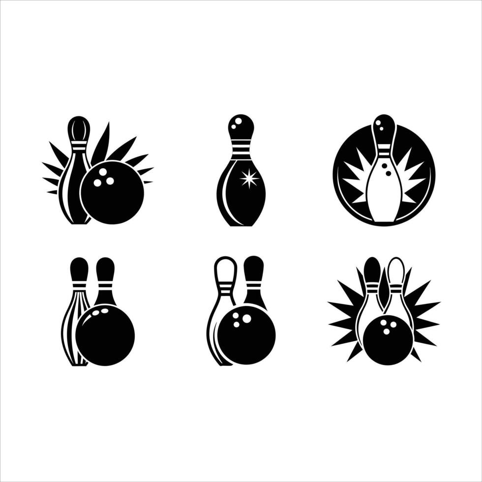 Bowling and Linocut Silhouette Design vector