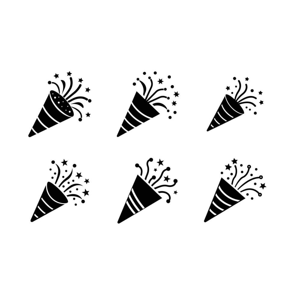 Party Popper Celebration Icon - and Linocut Silhouette Design vector