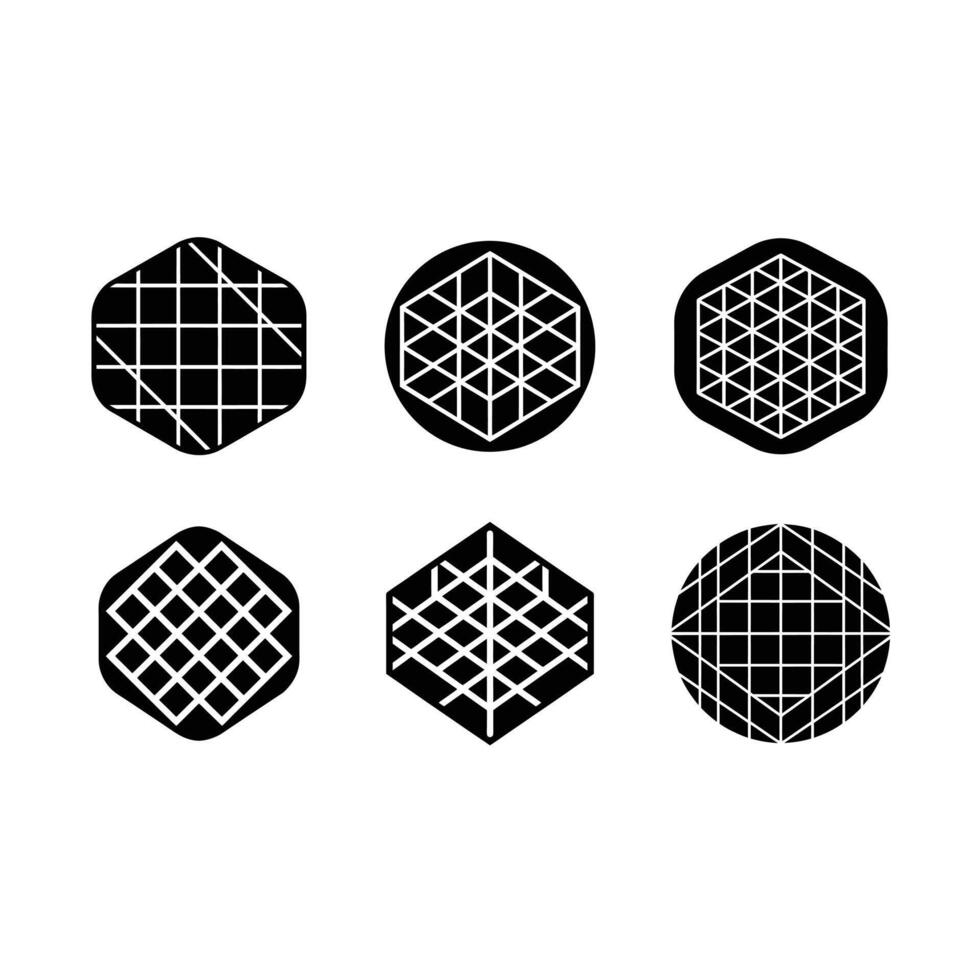 Grid Icon and Linocut Silhouette Design vector