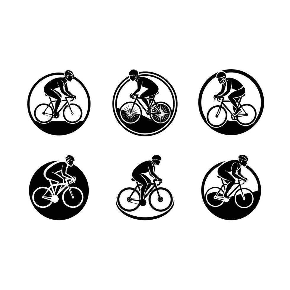 Cycling Icon and Linocut Silhouette Design - Illustration vector