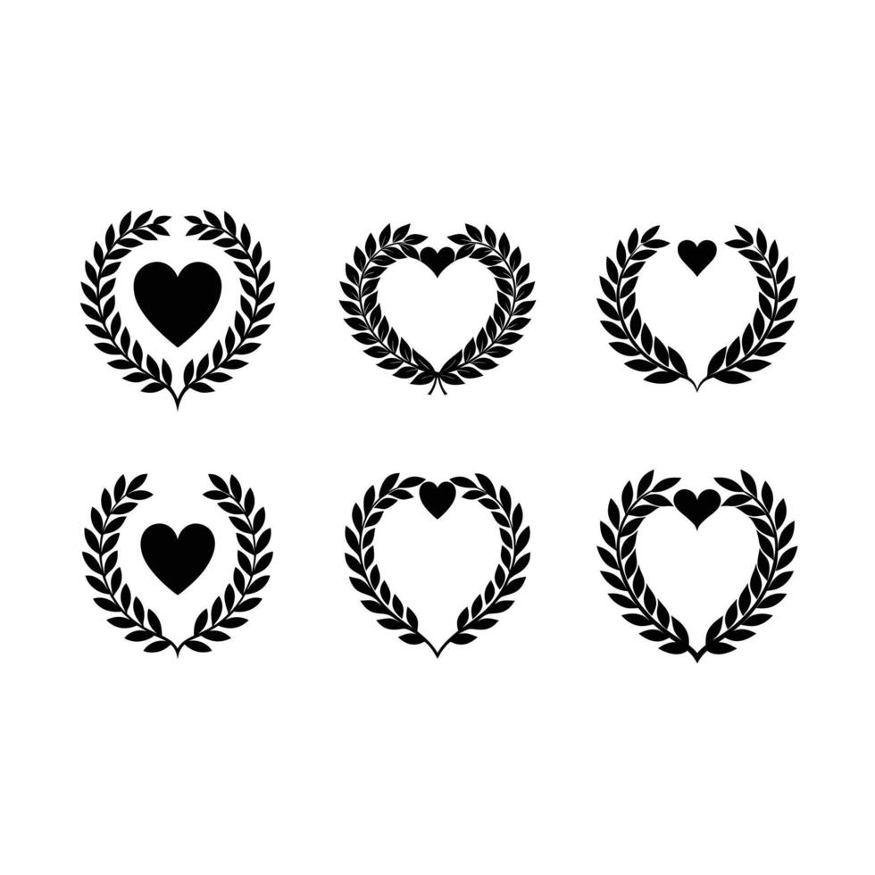 Heart Wreath - and Linocut Silhouette Design vector