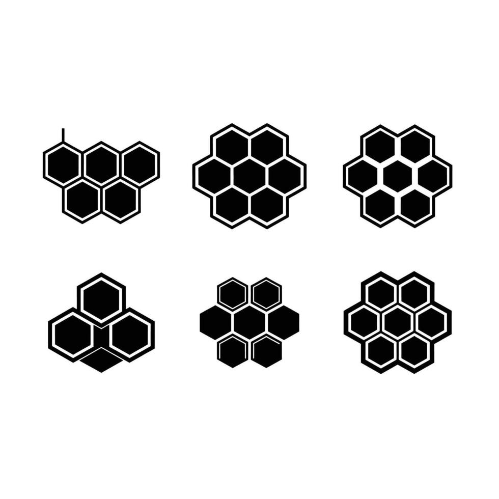 Honey Cells Icon - and Linocut Silhouette Design vector
