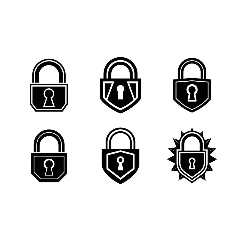 Alpha Lock Icon and Linocut Silhouette Design vector