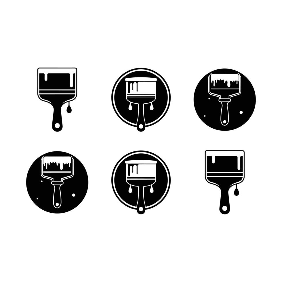 Paint Icon and Linocut Silhouette Design vector