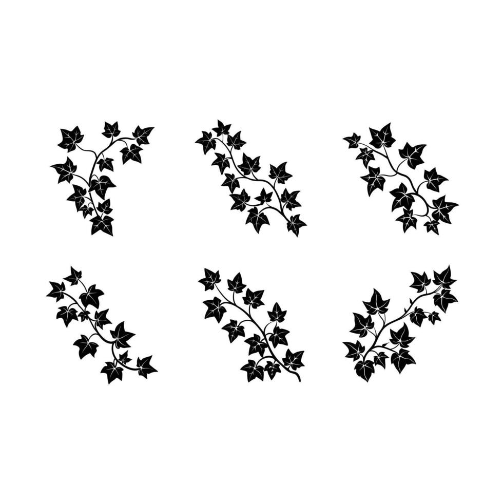 Ivy Vine and Linocut Silhouette Design vector