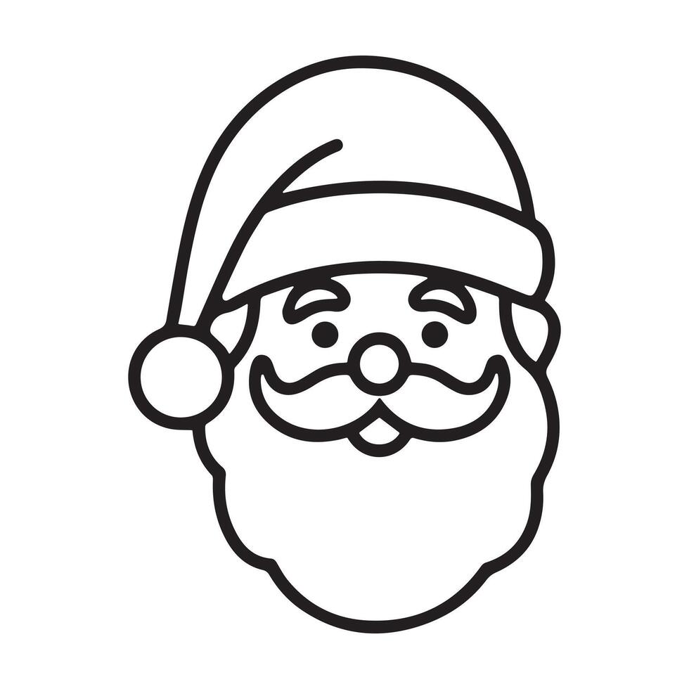 Simple Santa Claus Face Line Art for Christmas Designs vector
