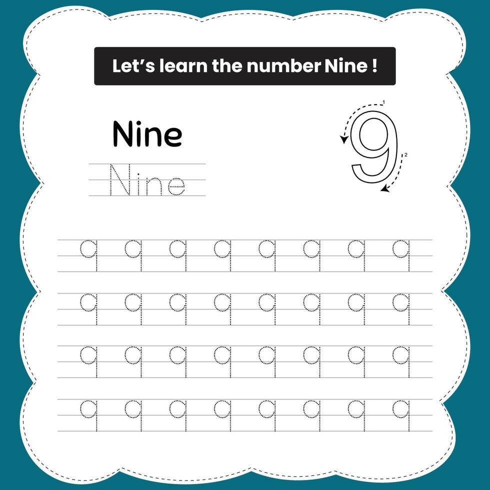 trace 9 Activity worksheets for kids vector