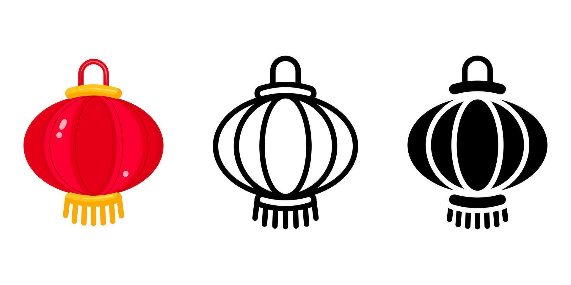 Chinese new year symbol. Festival Chinese lantern icon. Traditional asian paper lamp color flat illustration. East holiday celebration candle sign. vector