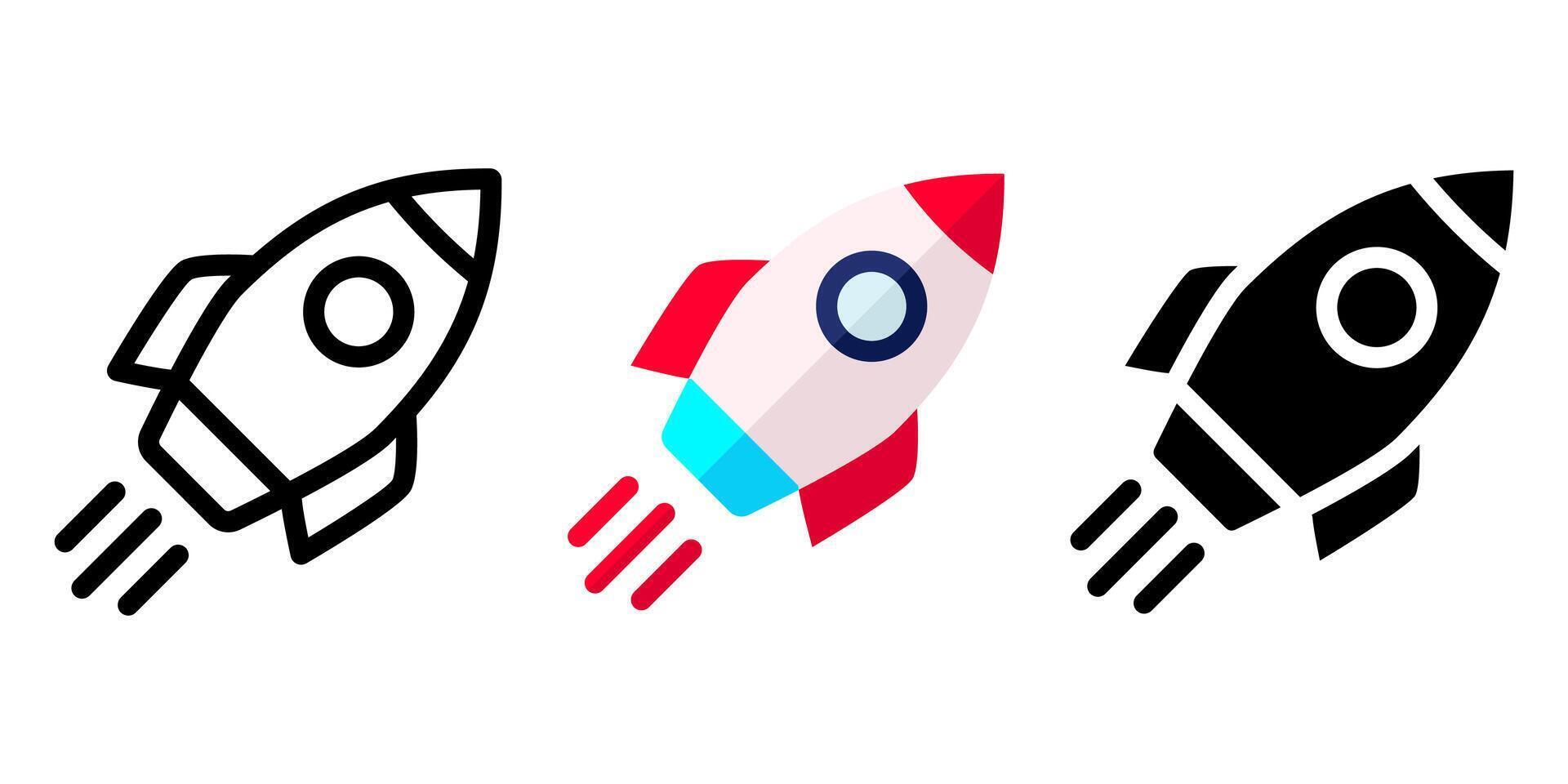 Startup rocket sign. Spaceship color icon. Speed launch symbol. Shuttle sign. Business marketing idea pictogram. Outer space illustration. vector