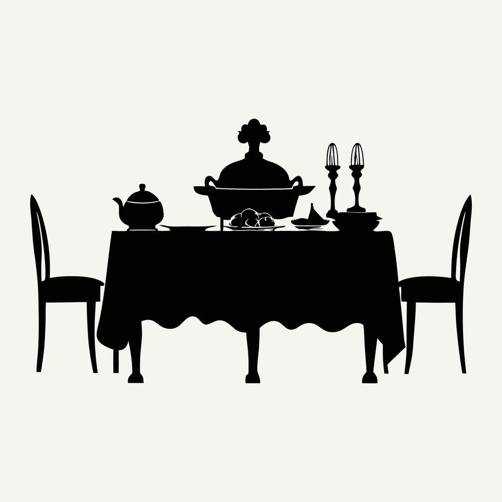dining table silhouette design vector