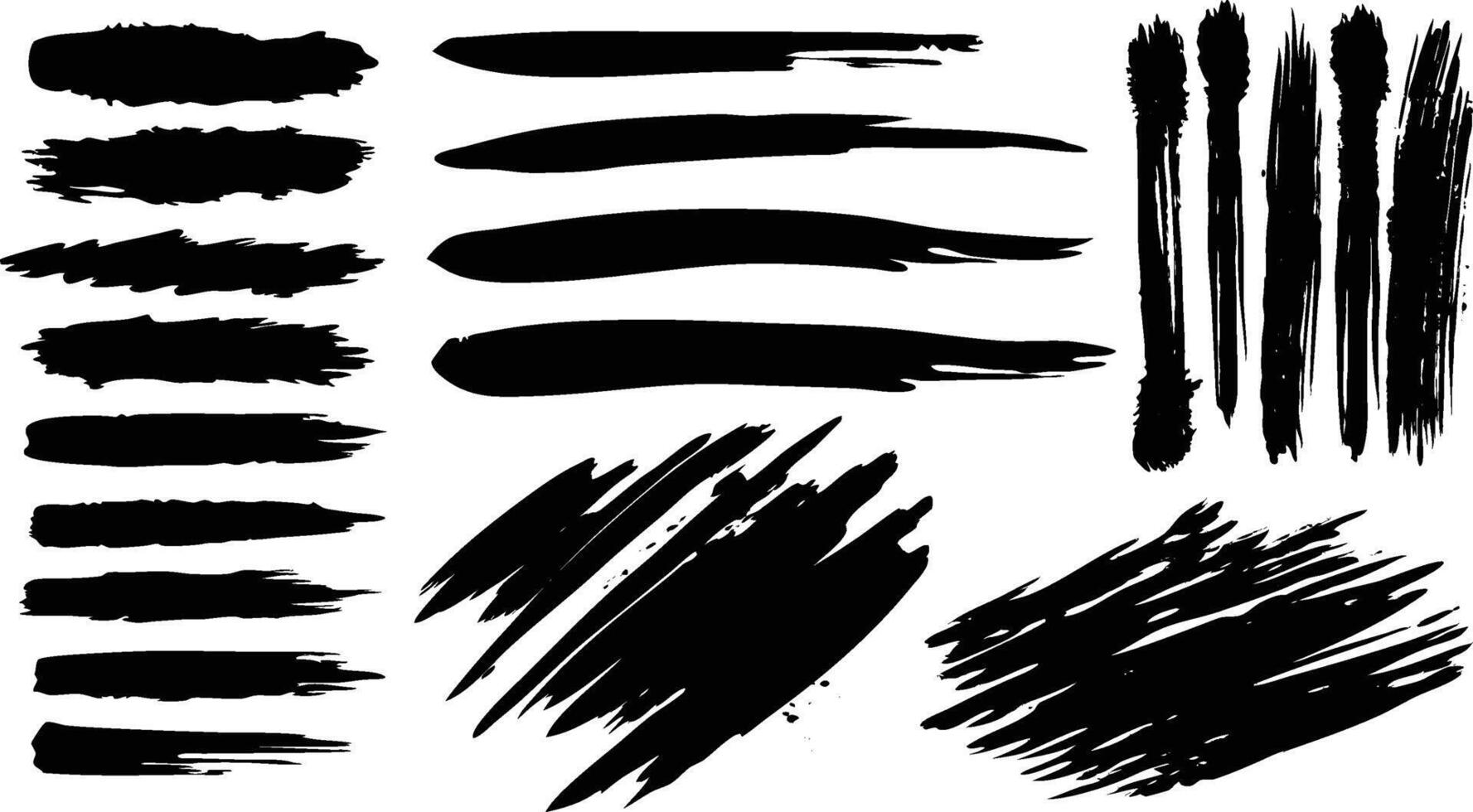 grunge texture black brushes set vector