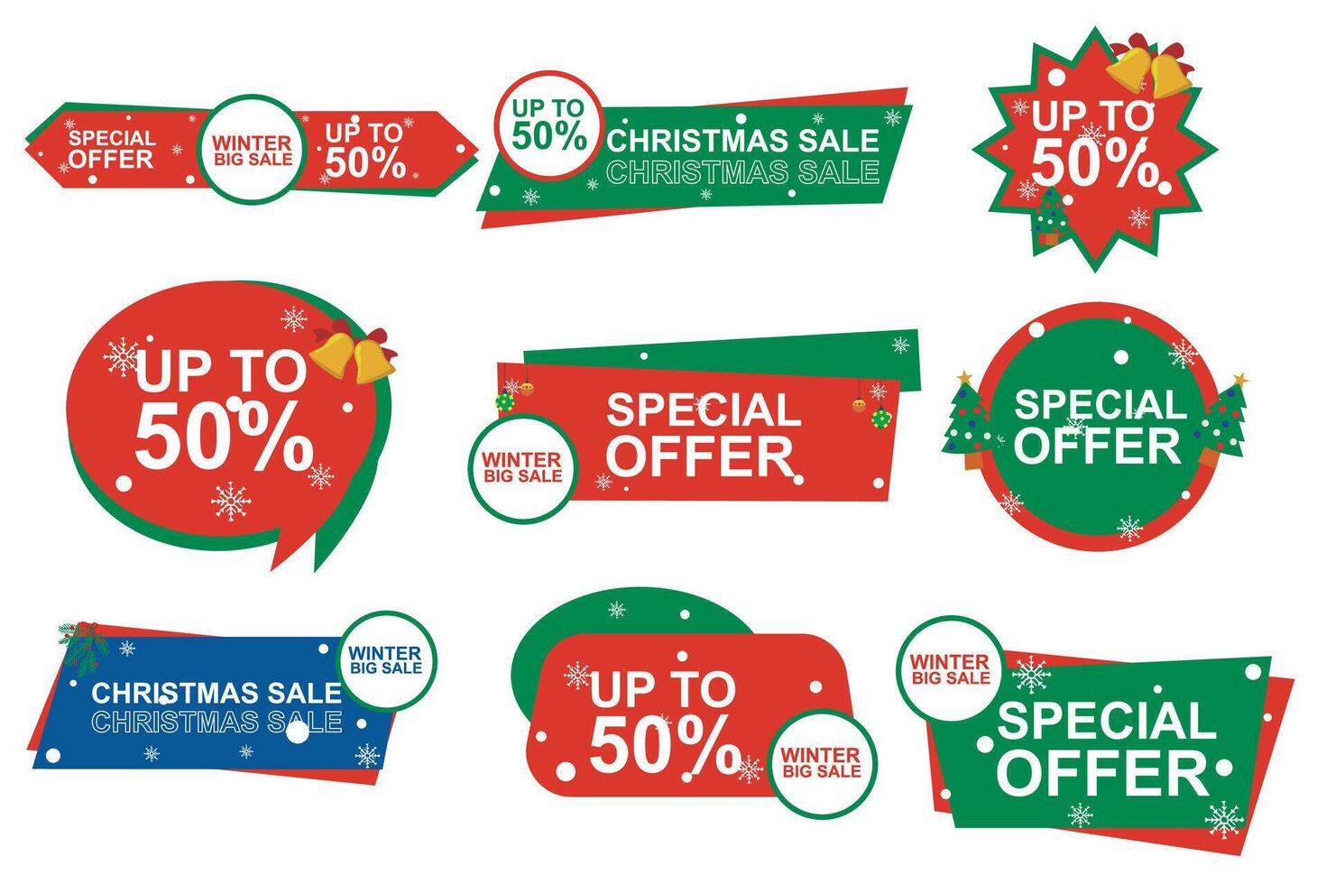 Symbol Set. end year sale and Christmas sale logo with discount text. illustration vector
