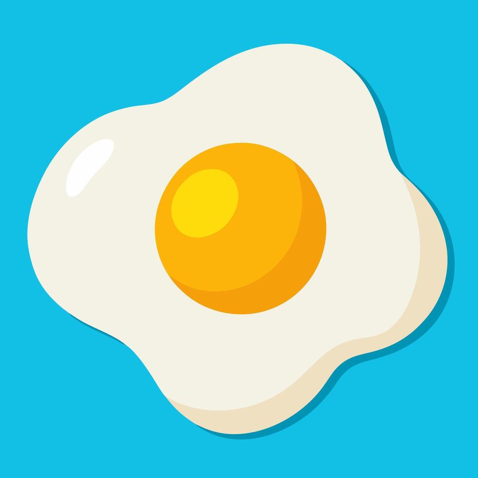 Fried egg. Fried egg flat icon. Fried egg closeup vector
