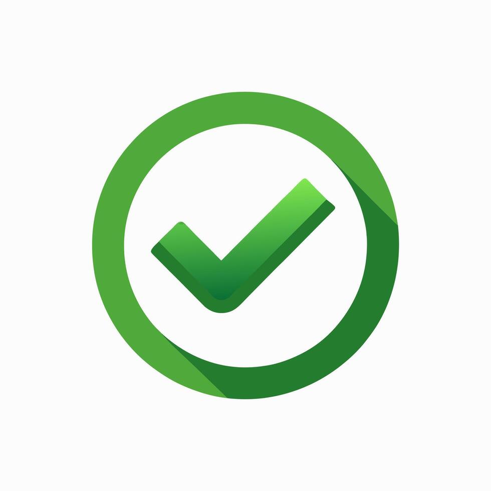 Checkbox checked tick box poll vote round circle icon symbol, check mark green checkmark isolated on white background, checked icon or correct choice sign, pictogram vector