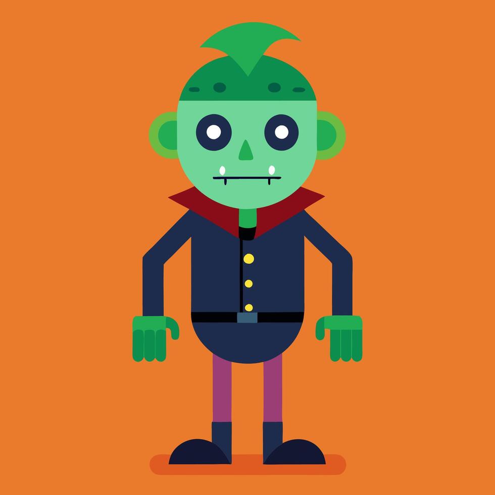 A cartoon green monster with a green hat and green eyes vector