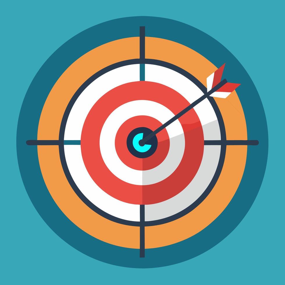 Archery Target with Single Arrow in Bullseye vector