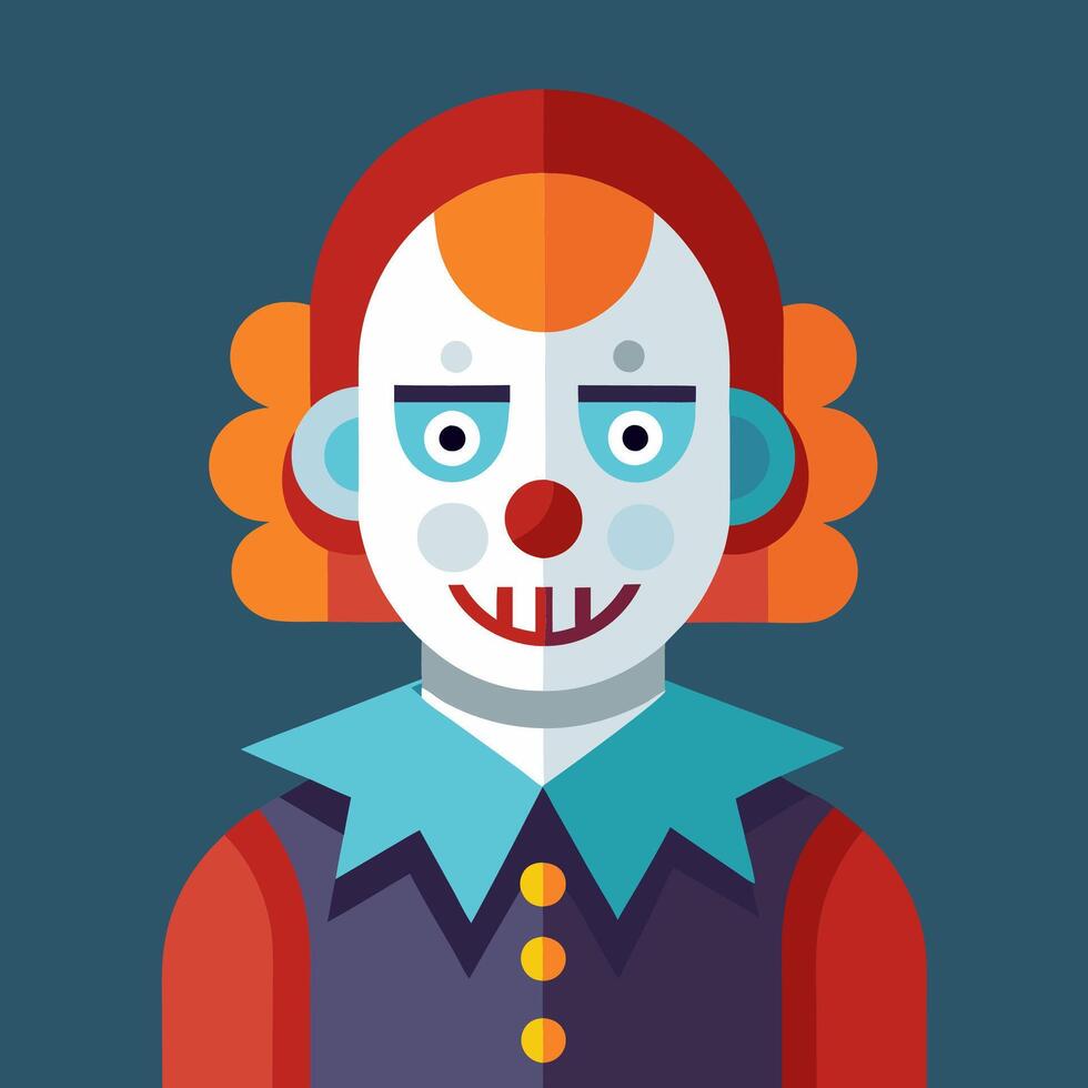 A cartoon clown with red hair and orange nose vector