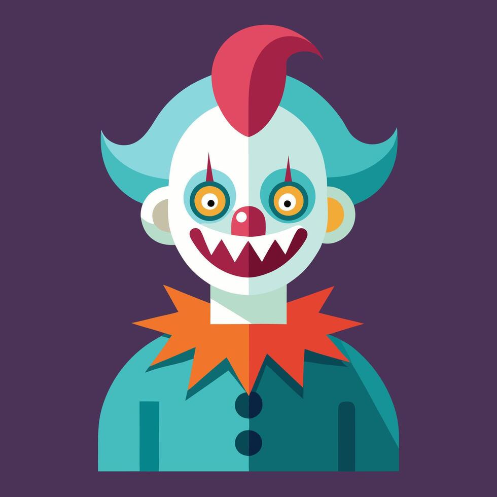 Creepy Clown Face with Red Hair vector