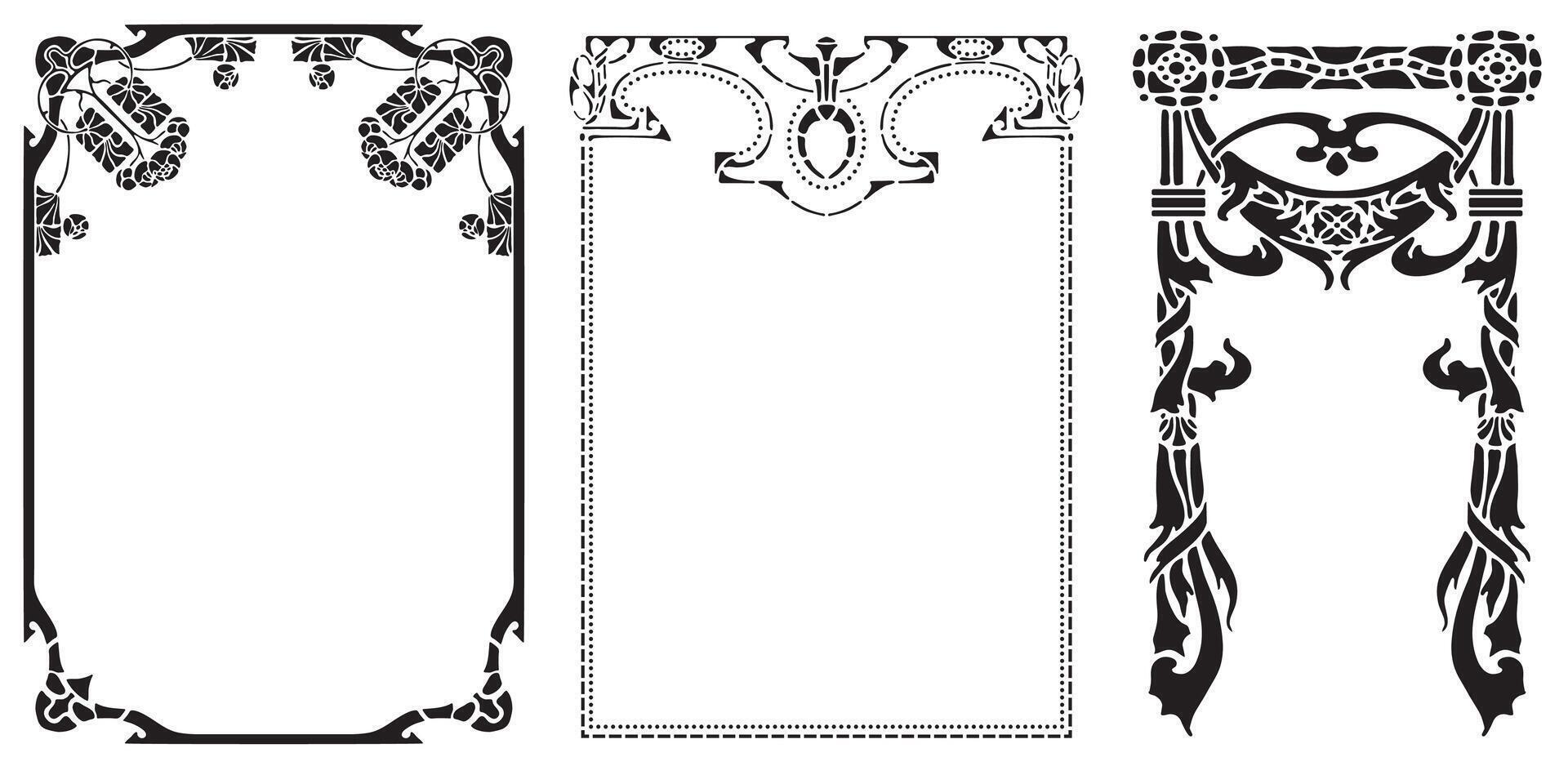 Frames with style Art Nouveau ornament set. vector