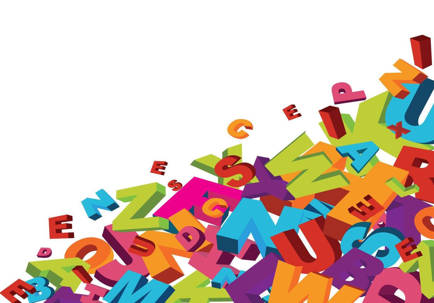 A lively 3D collection of colorful letters in a playful layout vector