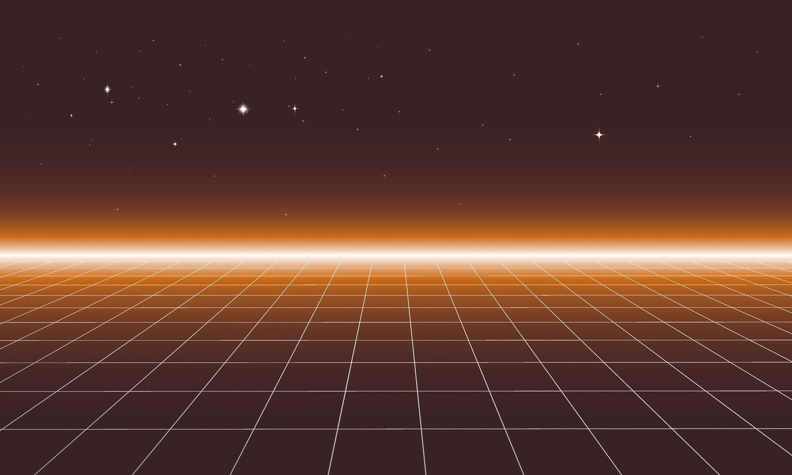 A glowing orange grid under a starry night vector
