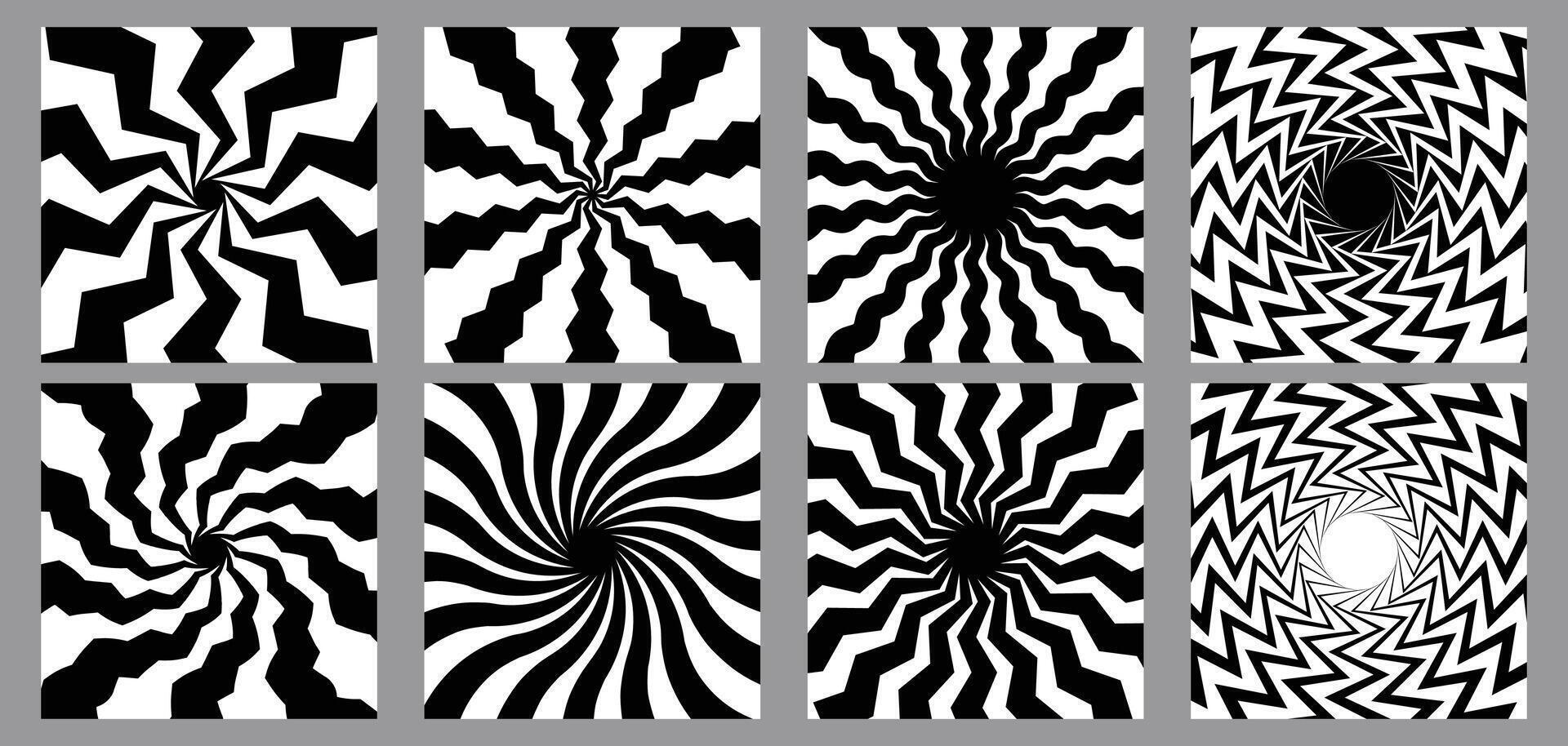 Bauhaus Abstract Wavy Backgrounds. Optical Art Squire Geometric Card Designs. Op Art Textures. vector