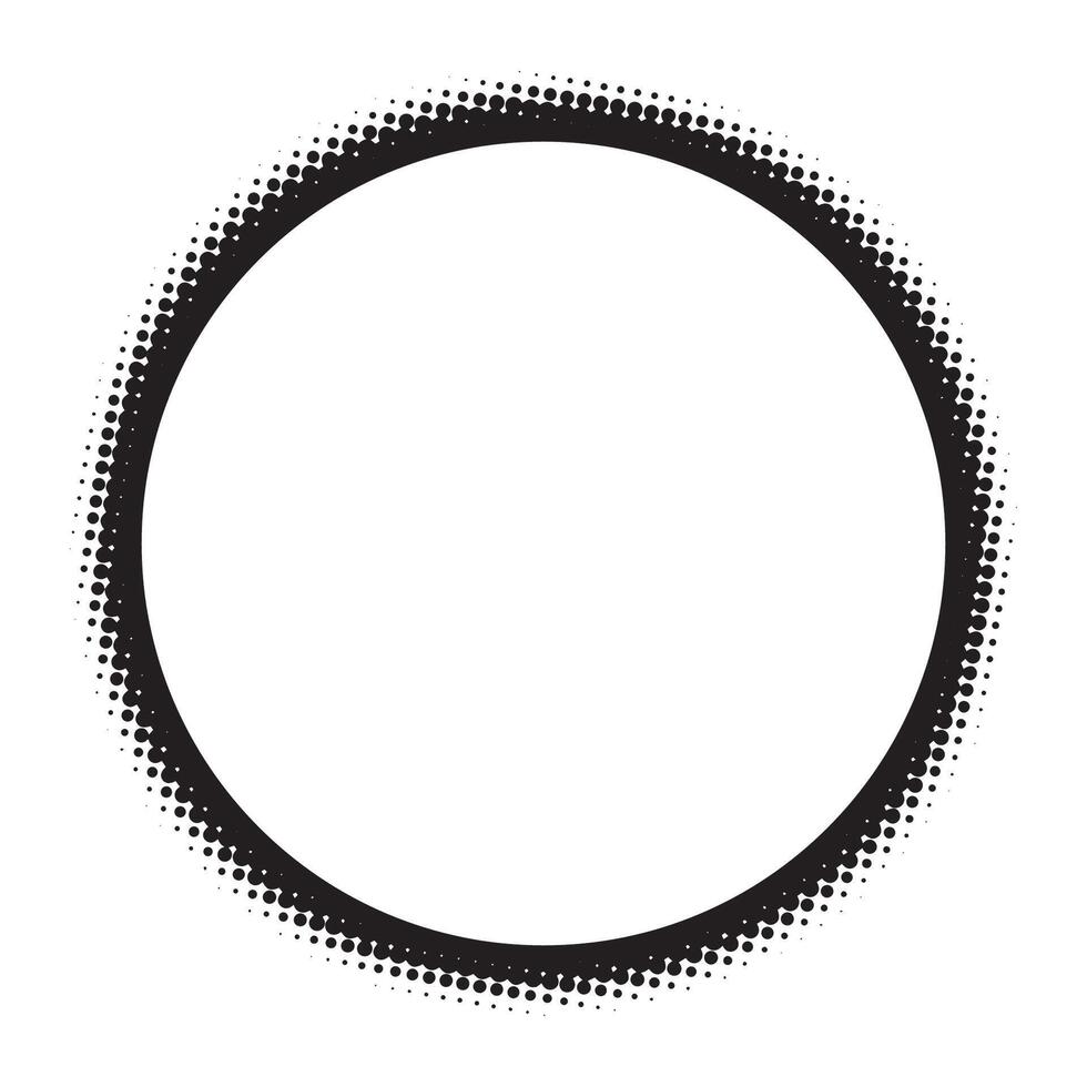Black halftone frame isolated o white. Dotted retro pop art style round border. Textured grunge design element. vector