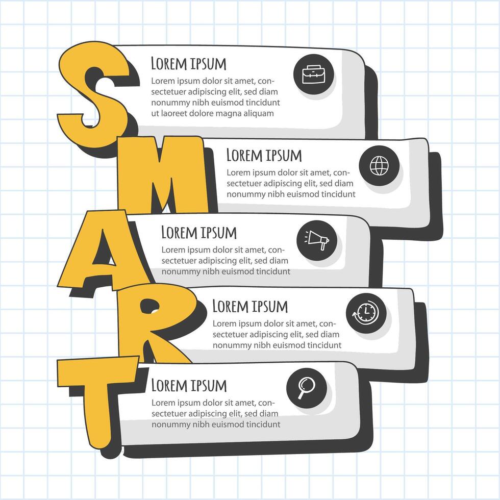 Creative design showcasing SMART principles with illustrative elements in a modern layout vector