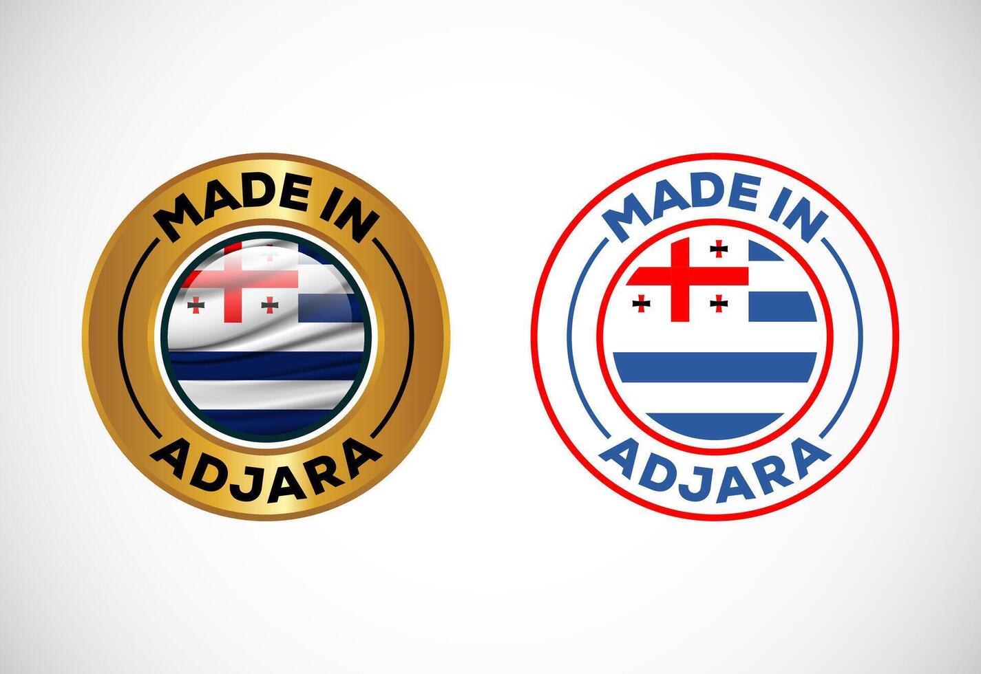 Made in Adjara label icon with flag. Icon set for business, badge, seal, sticker, logo, and symbol vector