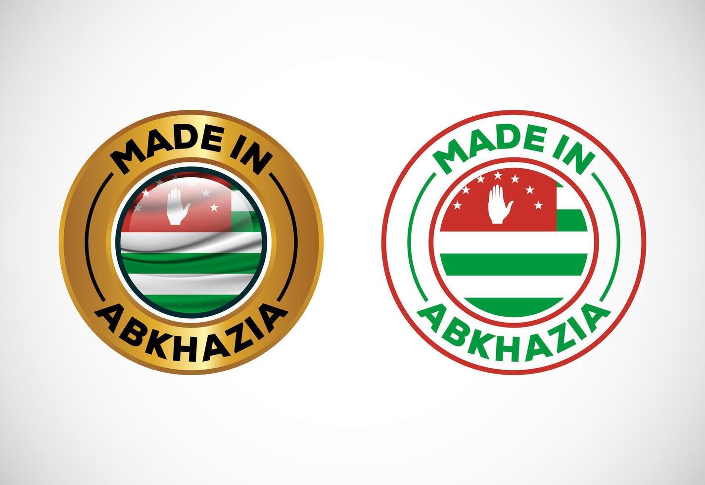 Made in Abkhazia label icon with flag. Icon set for business, badge, seal, sticker, logo, and symbol vector