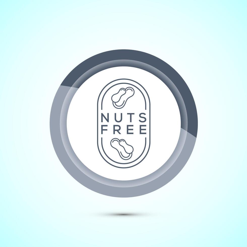 Peanuts free icon, No nuts label. Allergen free logo illustration, Gray Color Button Design vector