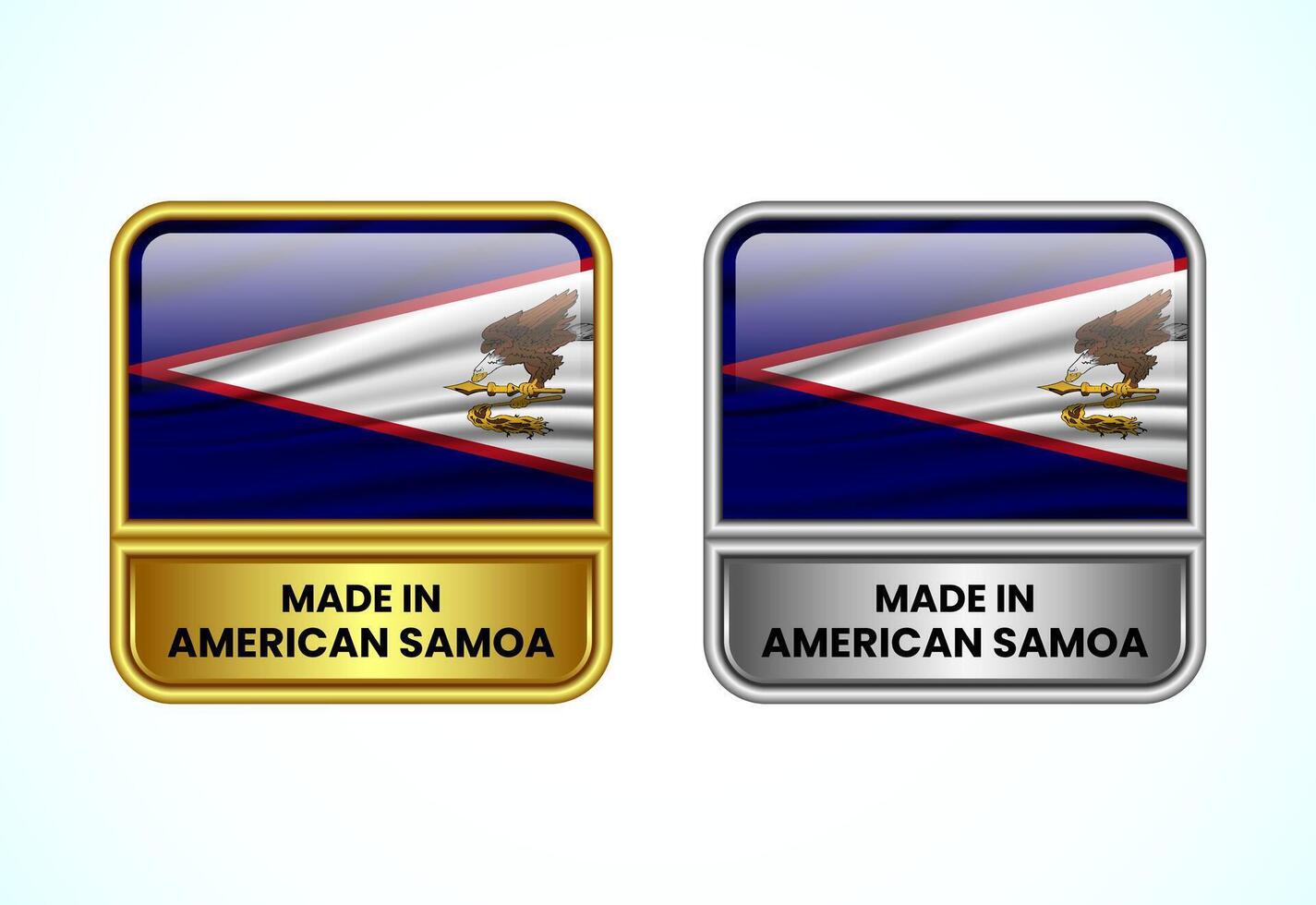 Made in American Samoa label icon in gold and silver color. Flag icon set for business vector