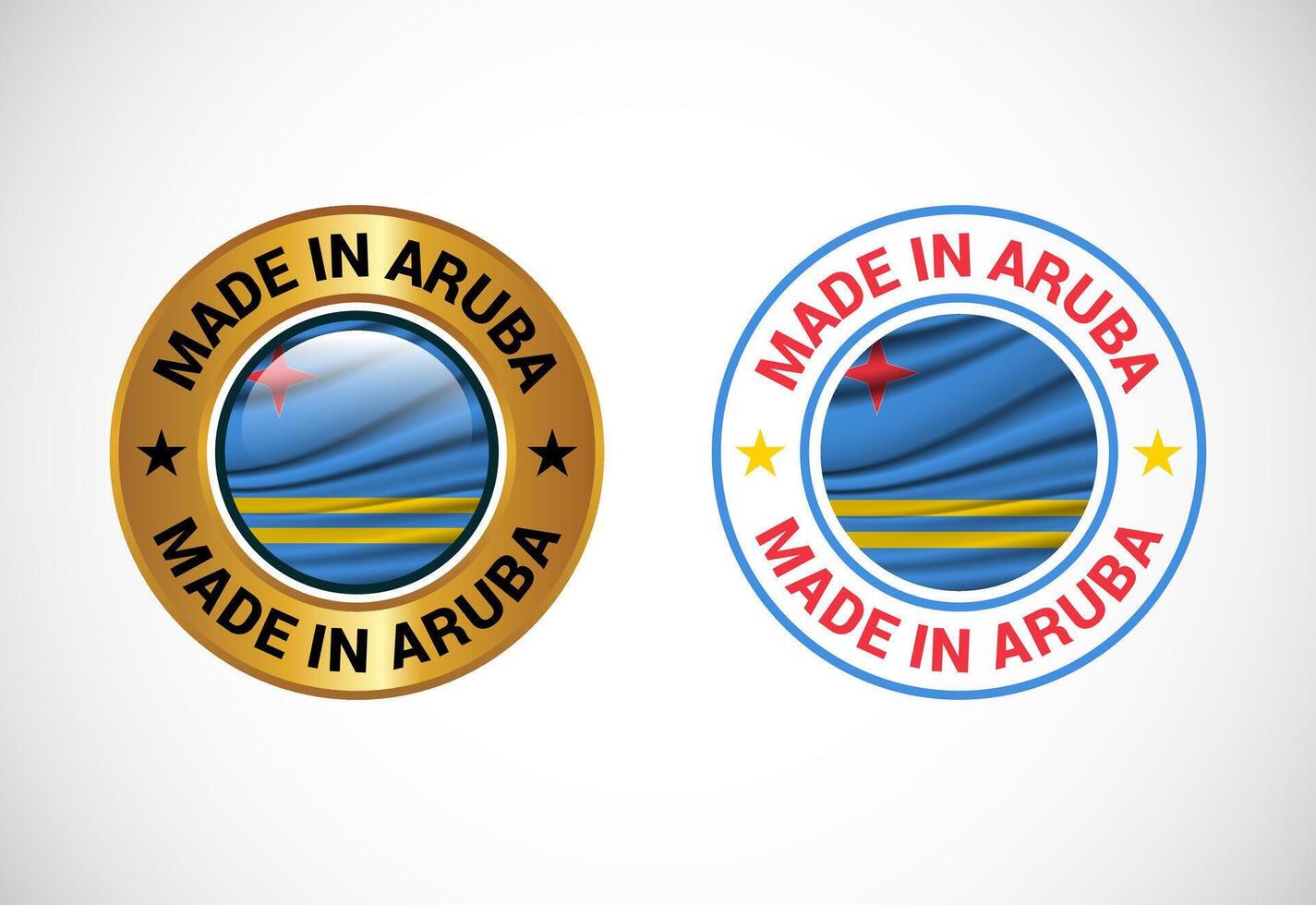 Made in Aruba label icon with flag. Icon set for business, badge, seal, sticker, logo, and symbol vector