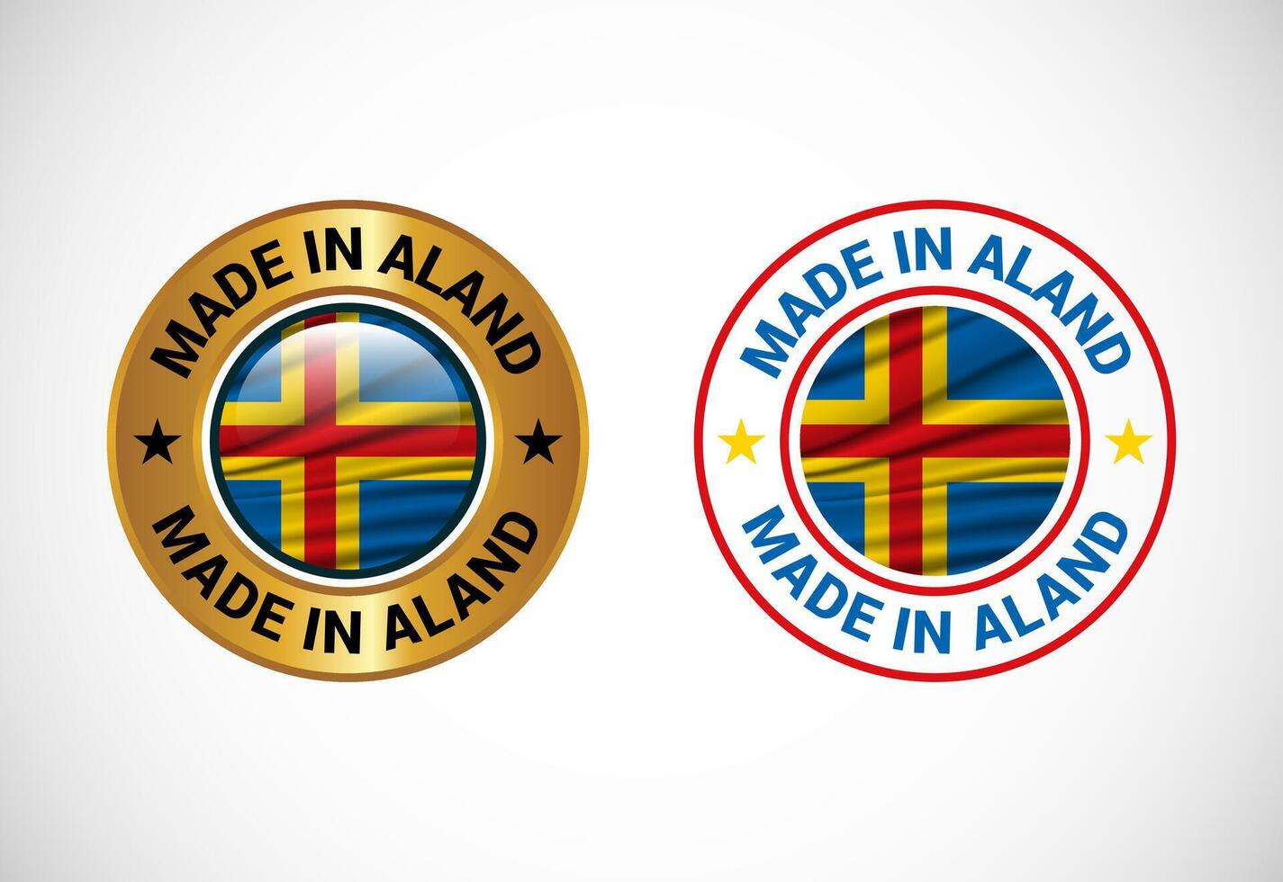 Made in Aland label icon with flag. Icon set for business, badge, seal, sticker, logo, and symbol vector