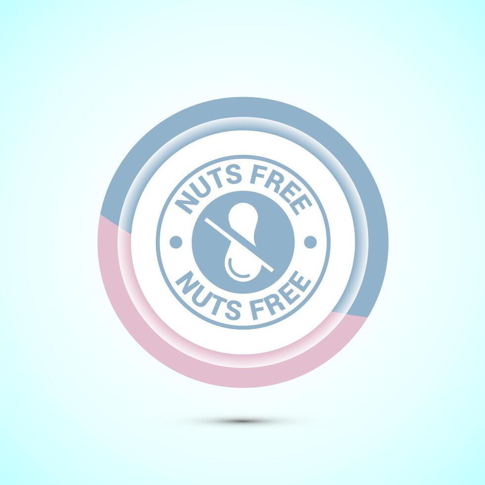 Peanuts free icon, No nuts label. Allergen free logo illustration, Pastel Color Button Design vector