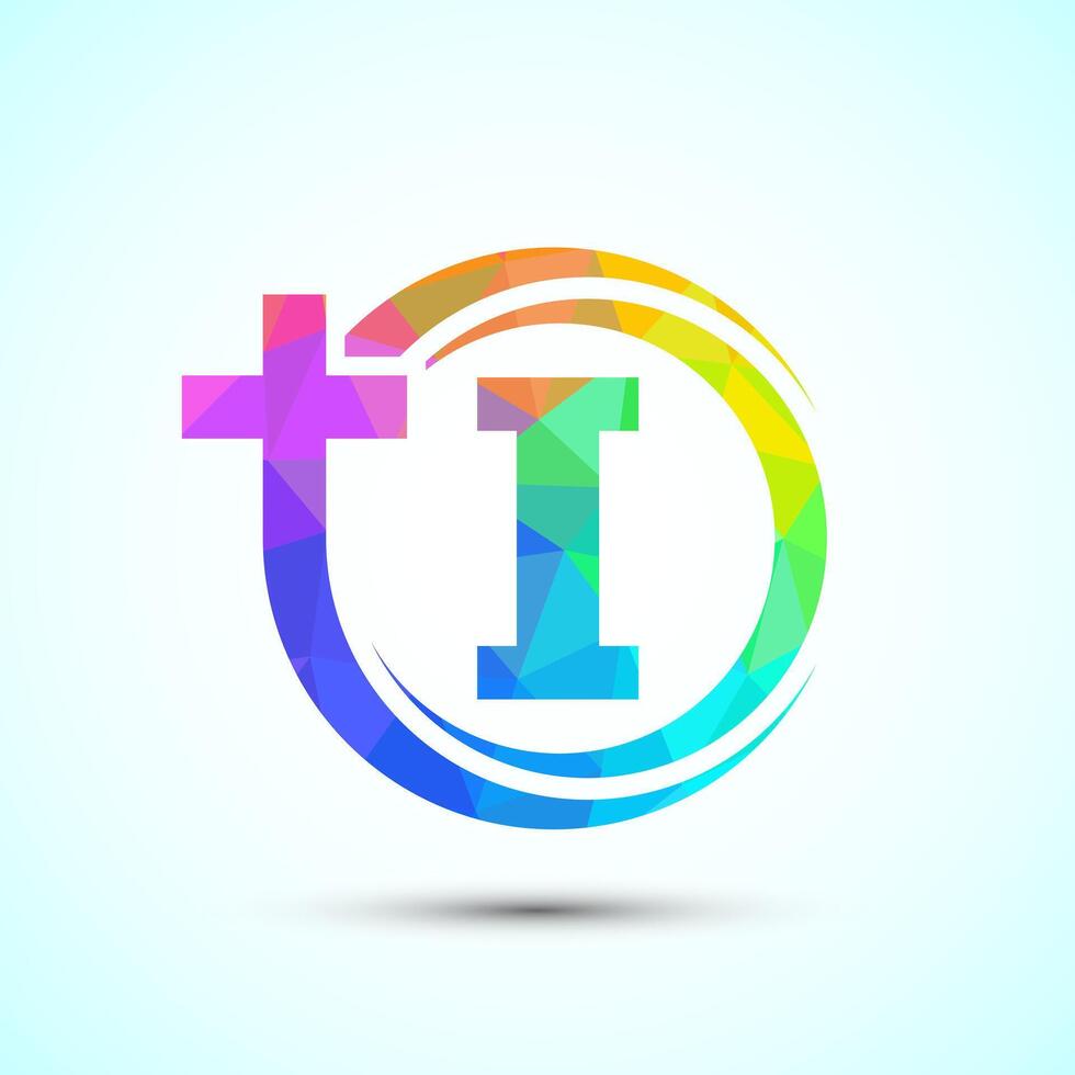 English alphabet I with cross logo sign. The cross of Jesus logo for christian church vector