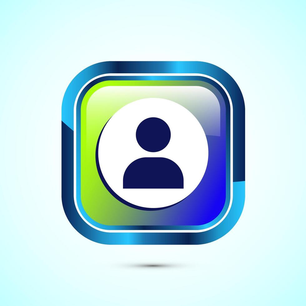 User profile icon design illustration, User profile avatar, Glossy Square Button Design vector