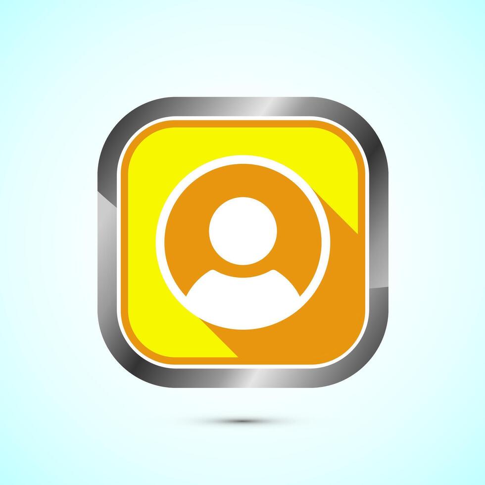 User profile icon design illustration, User profile avatar, Yellow Shadow Button Design vector