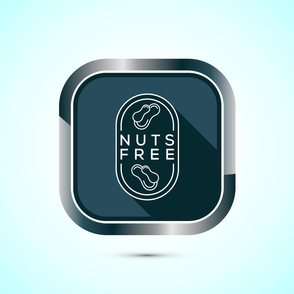 Peanuts free icon, No nuts label. Allergen free logo illustration, Gray Shadow Button Design vector