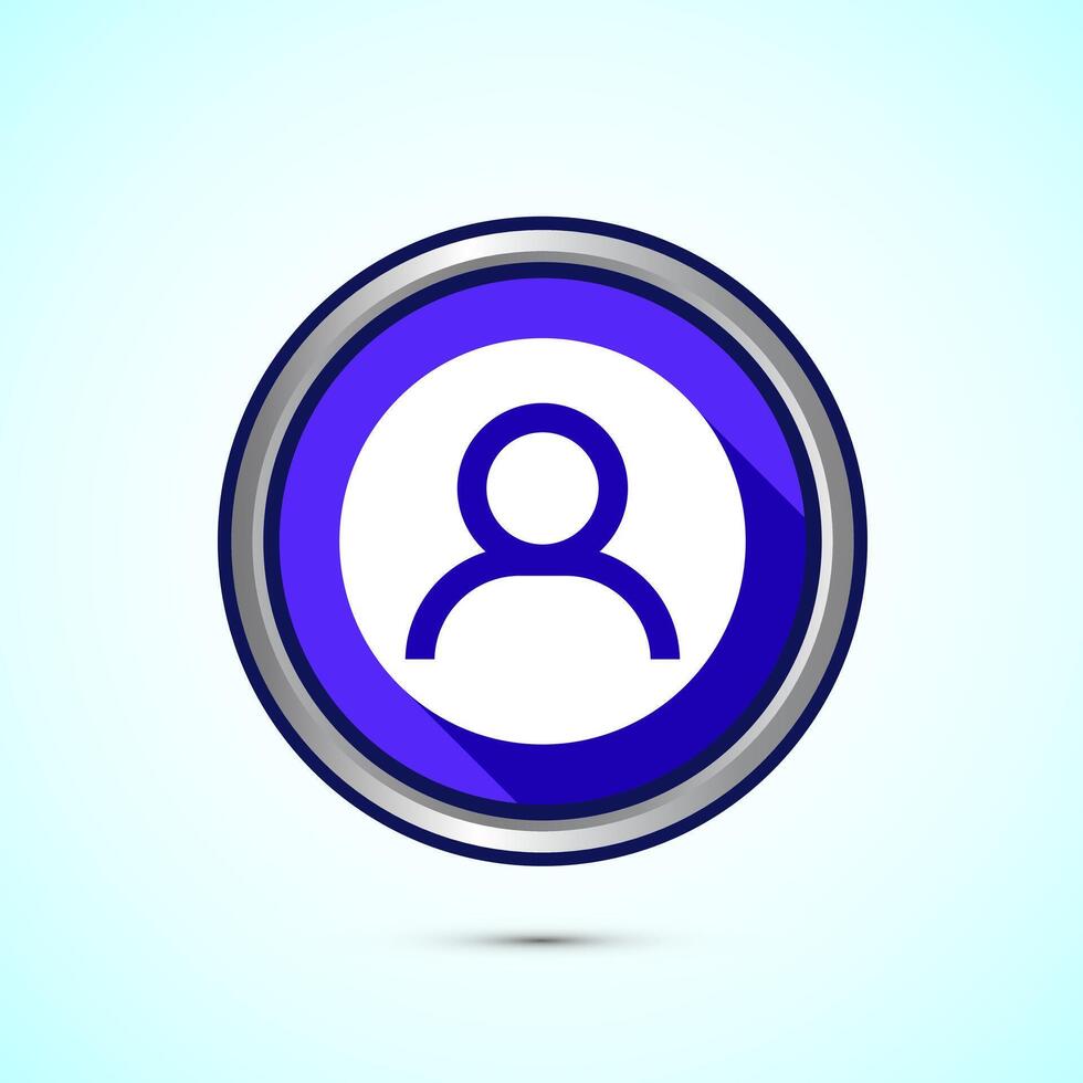 User profile icon design illustration, User profile avatar, Blue Shadow Button Design vector