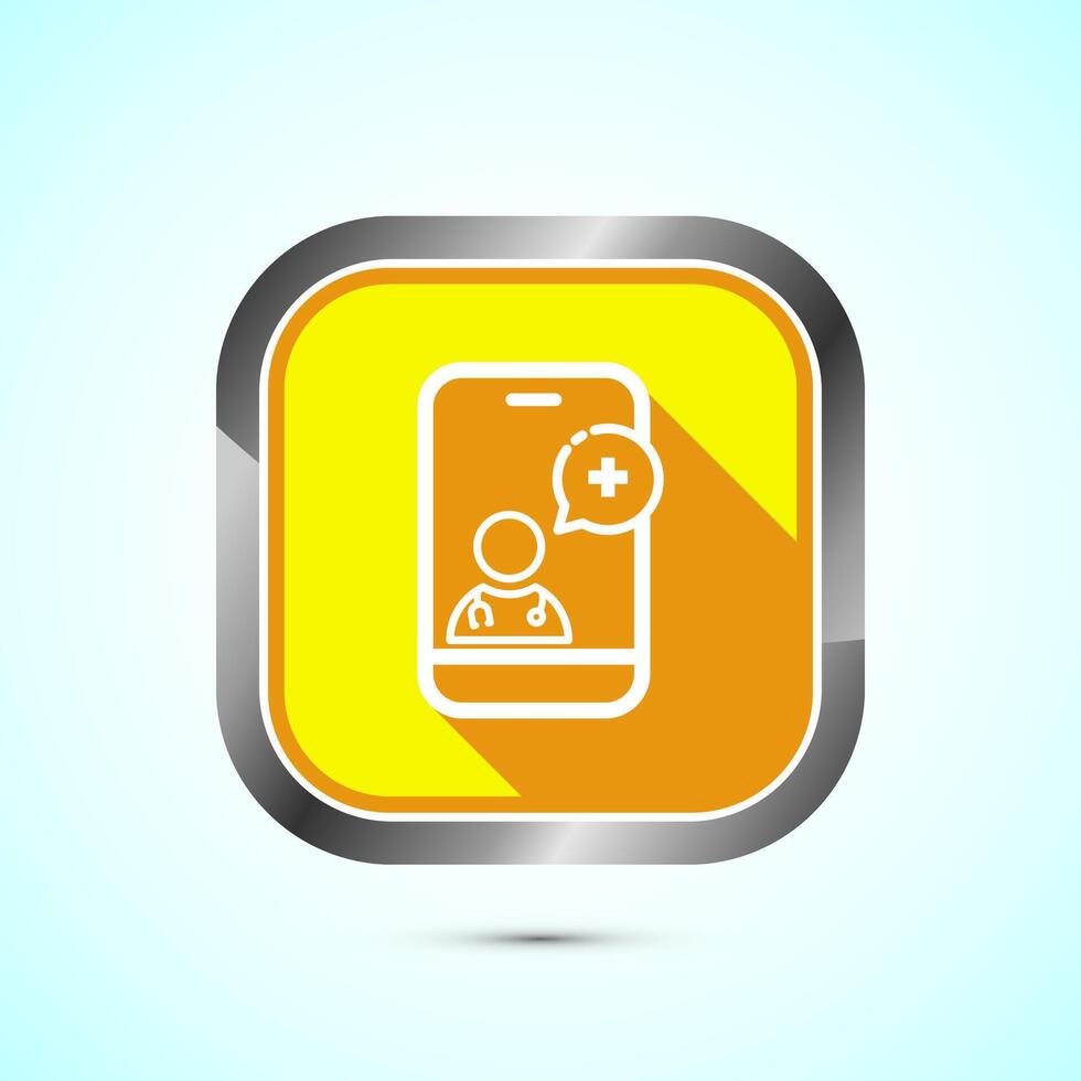 Online healthcare icon design, Virtual medical service sign, Yellow Shadow Button Design vector