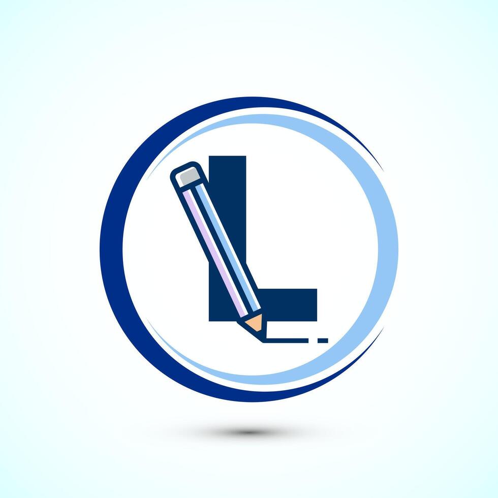 Initial alphabet L with a pencil icon. Logo for education, student or corporate identity vector