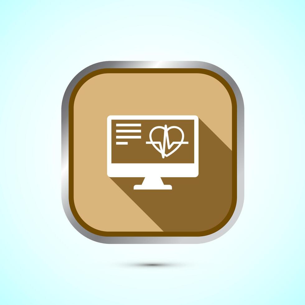 Online healthcare icon design, Virtual medical service sign, Gold Shadow Button Design vector